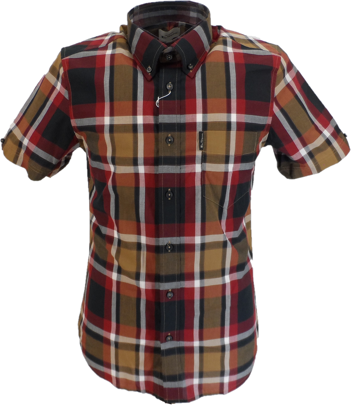 Ben Sherman Mens Red Big Check Short Sleeved Shirt