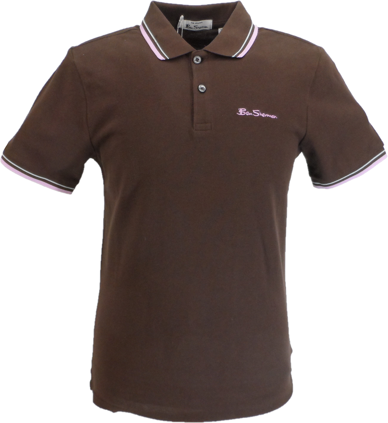 Ben Sherman Men s Signature Dark Brown 100 Cotton Polo Shirt Large Brown