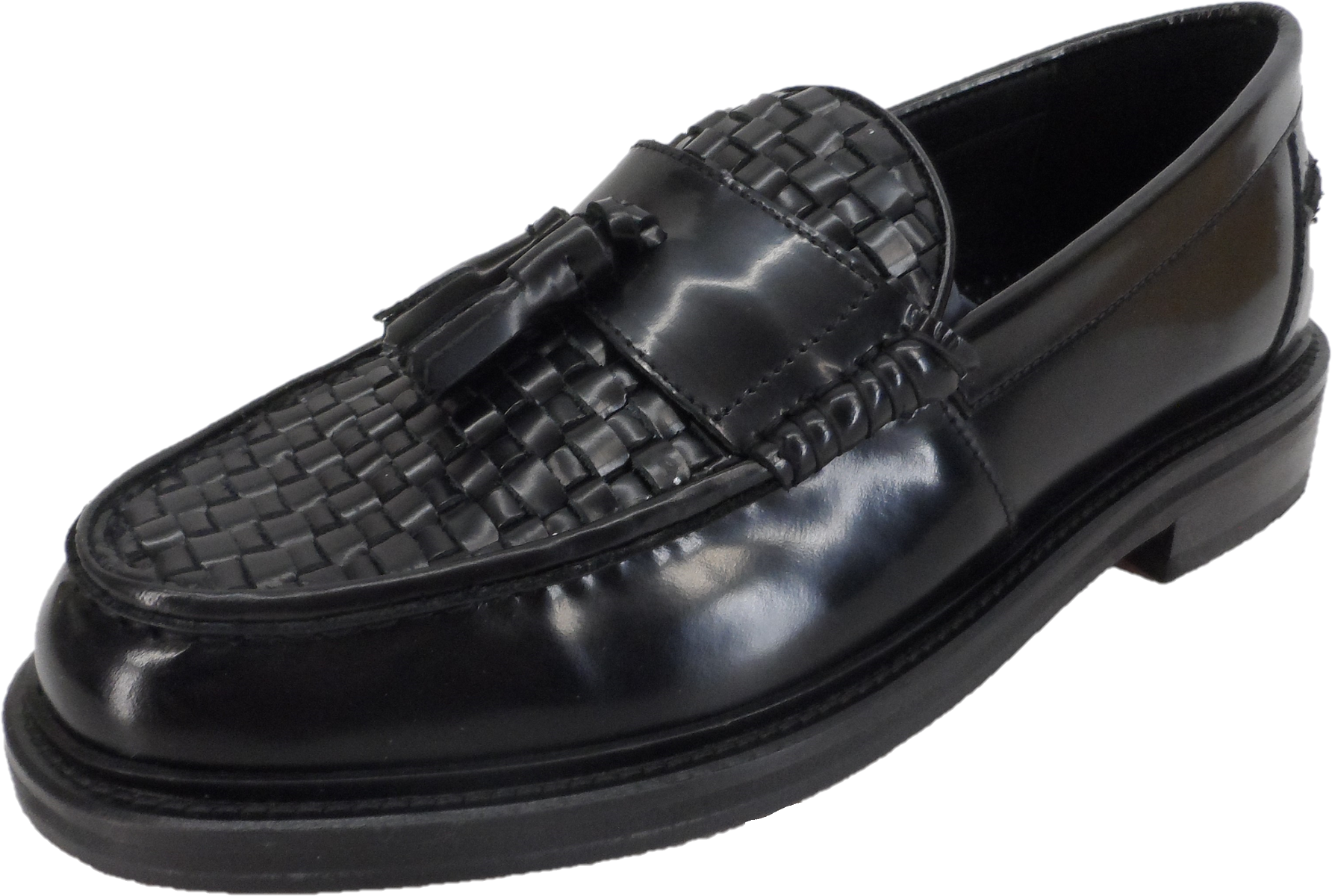 Men s IKON Black Punched Tassel Loafers Mazeys UK