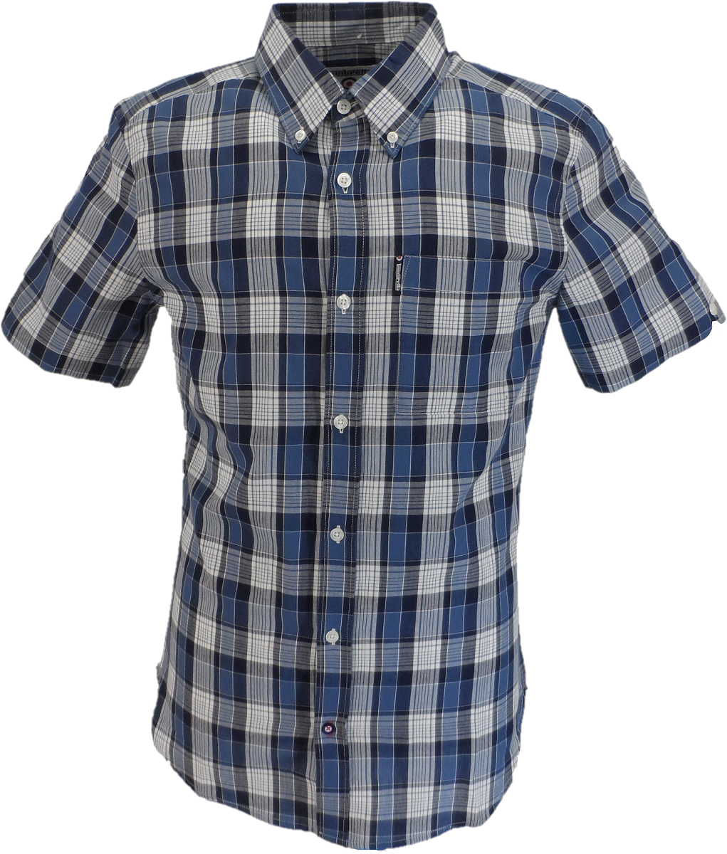 mens navy blue short sleeve button down shirt