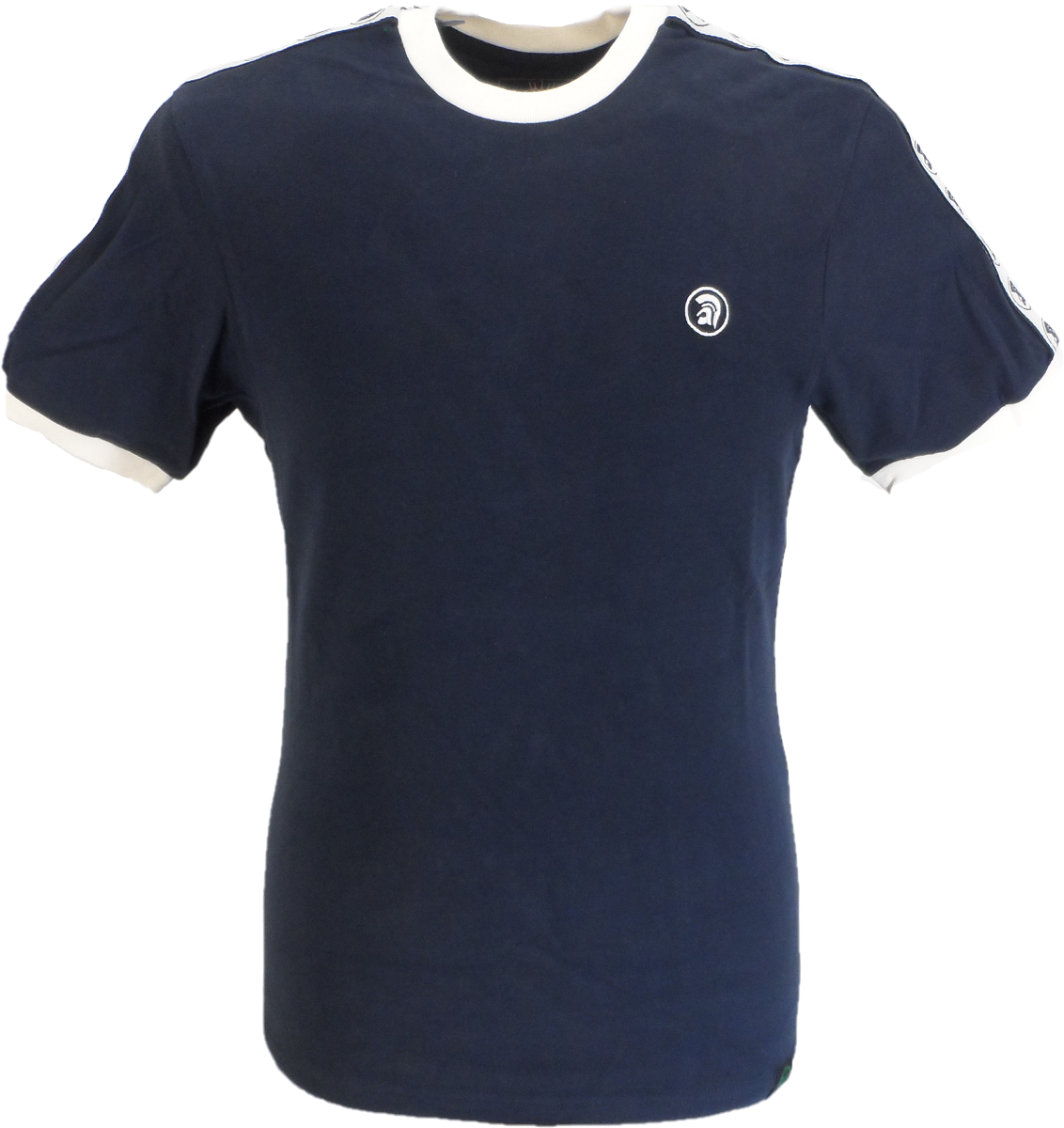 Trojan Records Mens Navy Taped Sleeve Cotton Ringer T Shirt