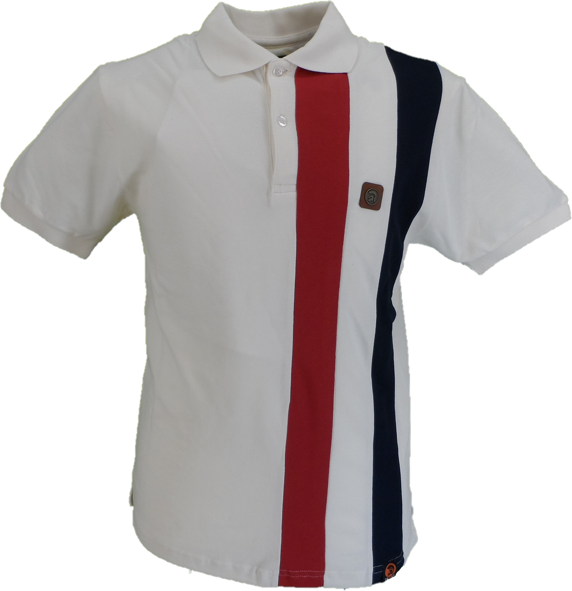 Trojan Mens Ecru Cut and Sew Striped Panel Polo Shirt – Mazeys UK