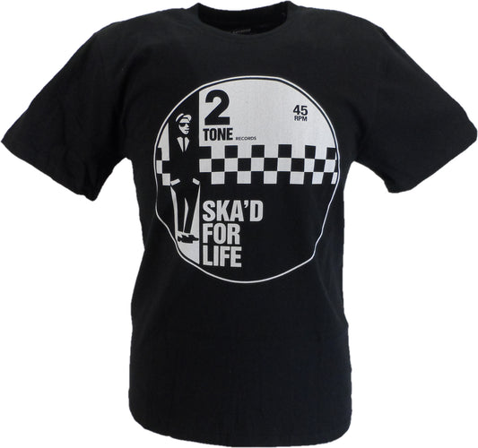 Mens Black Ska'd for Life 2 Tone 100% Cotton T Shirt