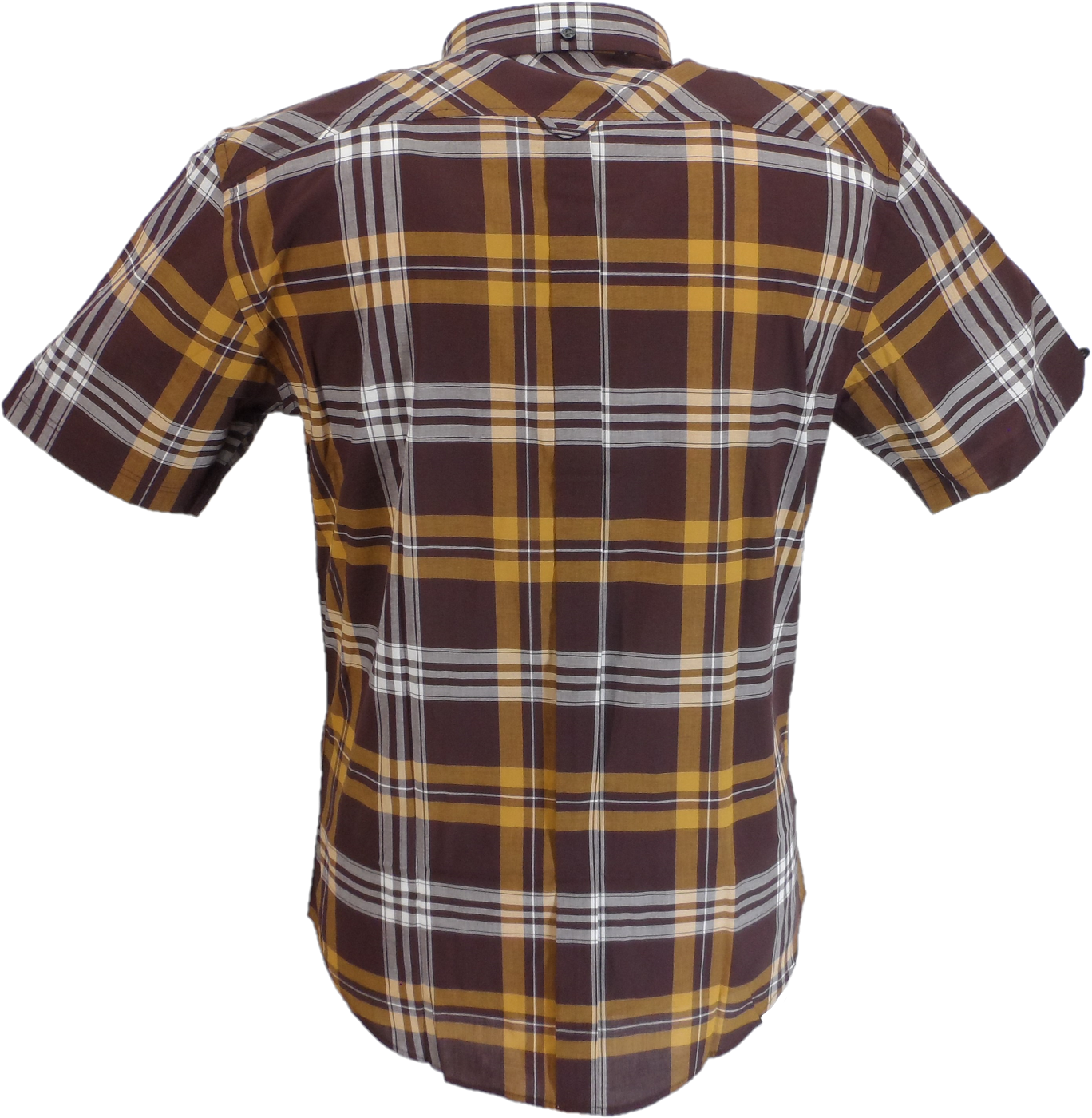 Ben Sherman Mens Wine Checked Short Sleeved Shirt