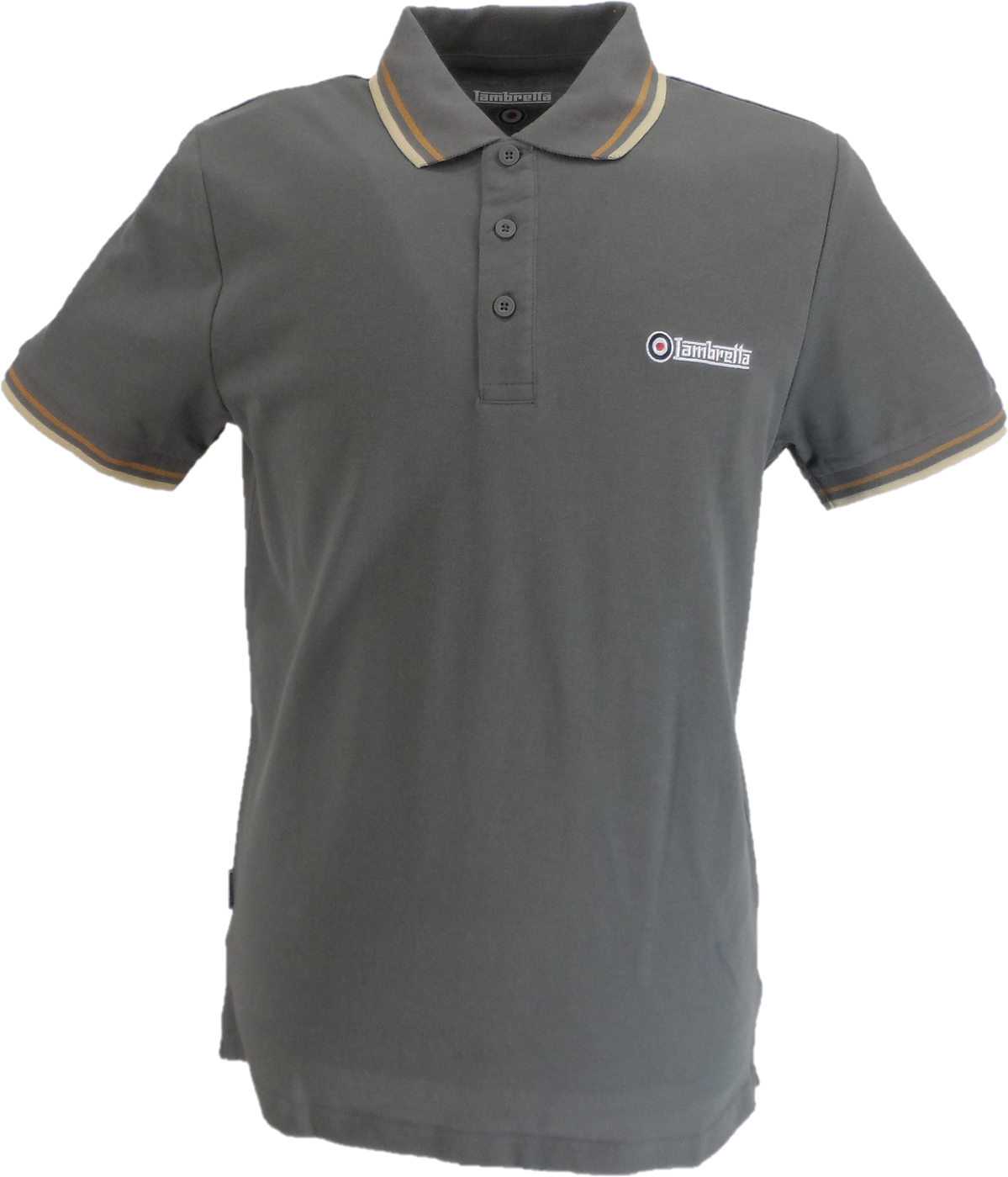 Lambretta Granite Grey Retro Target Logo 100% Cotton Polo Shirts