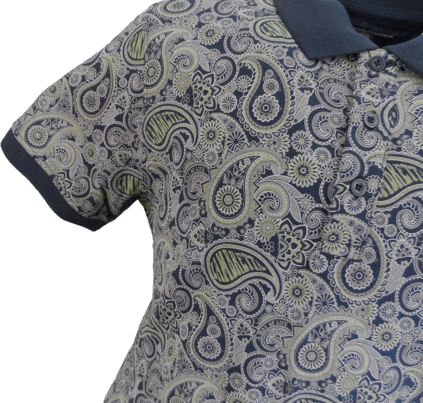 Lambretta Navy/Grey Paisley Print Polo Shirts