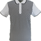 Lambretta Mens White/Black Checkerboard Polo Shirts