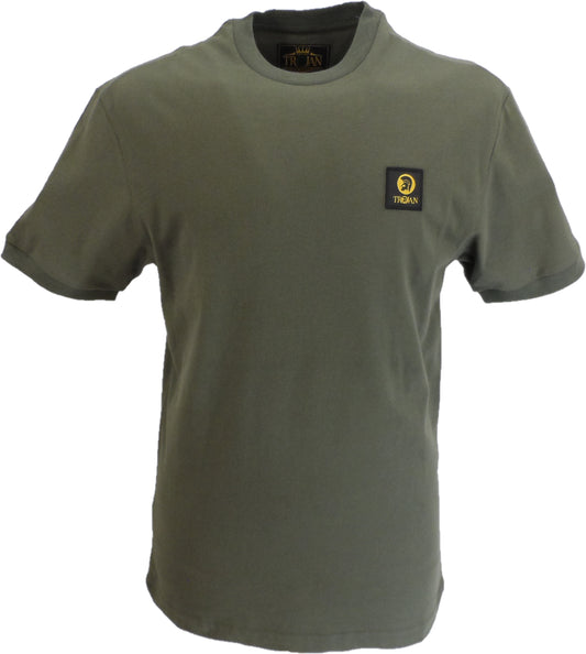 Trojan Mens Army Green Plain Badged 100% Cotton T-Shirt