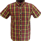 Trojan Mens Brown Check 100% Cotton Short Sleeved Shirts and Pocket Square