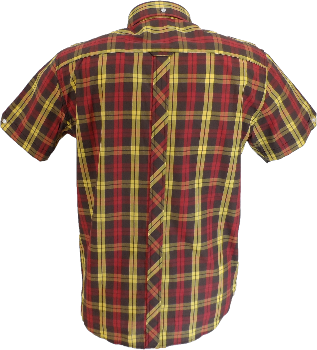 Trojan Mens Brown Check 100% Cotton Short Sleeved Shirts and Pocket Square