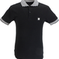 Trojan Mens Black Chequerboard Trim Pique  Polo Shirt