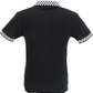 Trojan Mens Black Chequerboard Trim Pique  Polo Shirt