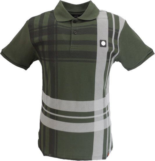 Trojan Mens Army Green Over Size Check Polo Shirt