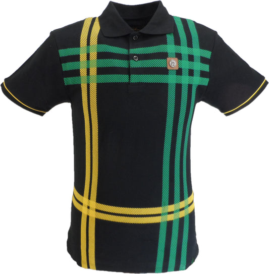 Trojan Mens Black/Gold/Green Over Size Check Polo Shirt