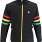 Trojan Mens Black Rasta Stripe Sleeve Retro Track Tops