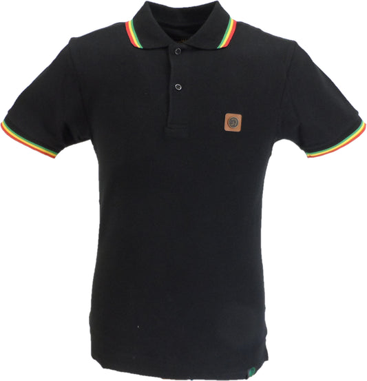 Trojan Mens Black with Rasta Twin Tipped Polo Shirt