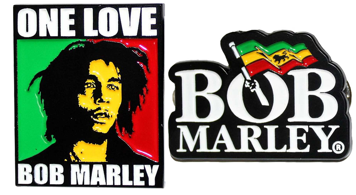 Bob Marley Metal with Enamel Infill Badges