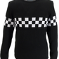 Mazeys Mens Black Black and White Crew Neck Jumper