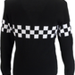 Mazeys Mens Black Black and White Crew Neck Jumper