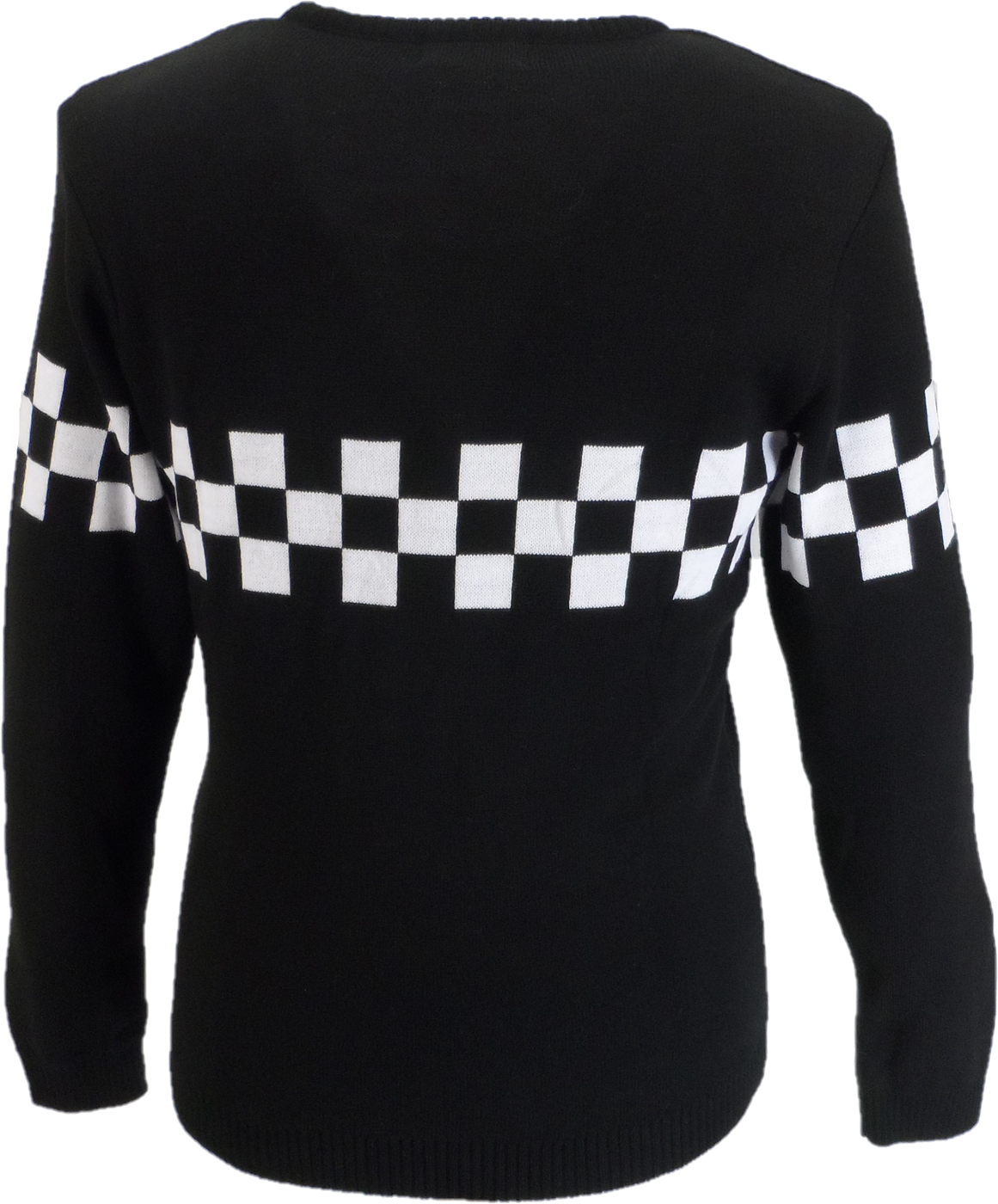 Mazeys Mens Black Black and White Crew Neck Jumper