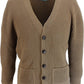 Mazeys Classic Retro Waffle Knit Camel Brown Cardigan