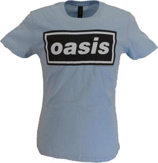 Ladies Blue Official Oasis Decca Logo T Shirt