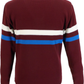 Mazeys Mens Port Red Horizontal Stripe Crew Neck Jumper