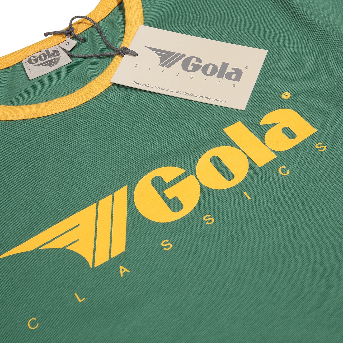 Gola Mens Green/Gold Retro Ringer T Shirt