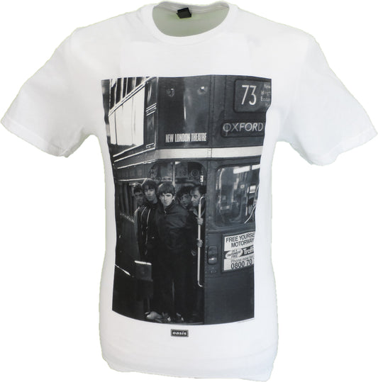 Mens Official Licensed Oasis White Bus Photo T Shirt