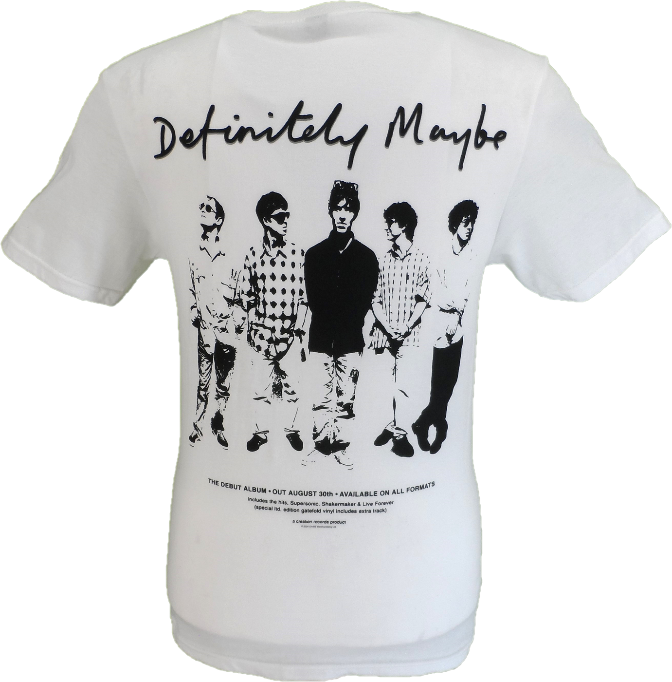 Mens Official Licensed Oasis White Definitely Maybe Back Print T Shirt