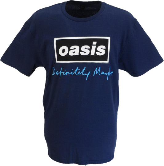 Mens Official Licensed Oasis Navy Definitely Maybe Logo T Shirt