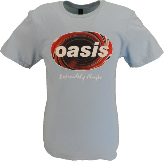 Mens Official Licensed Oasis Blue Definitely Maybe Union Jack Oval T Shirt