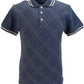 Ska & Soul Mens Blue Diamond Retro Knitted Polo Shirts