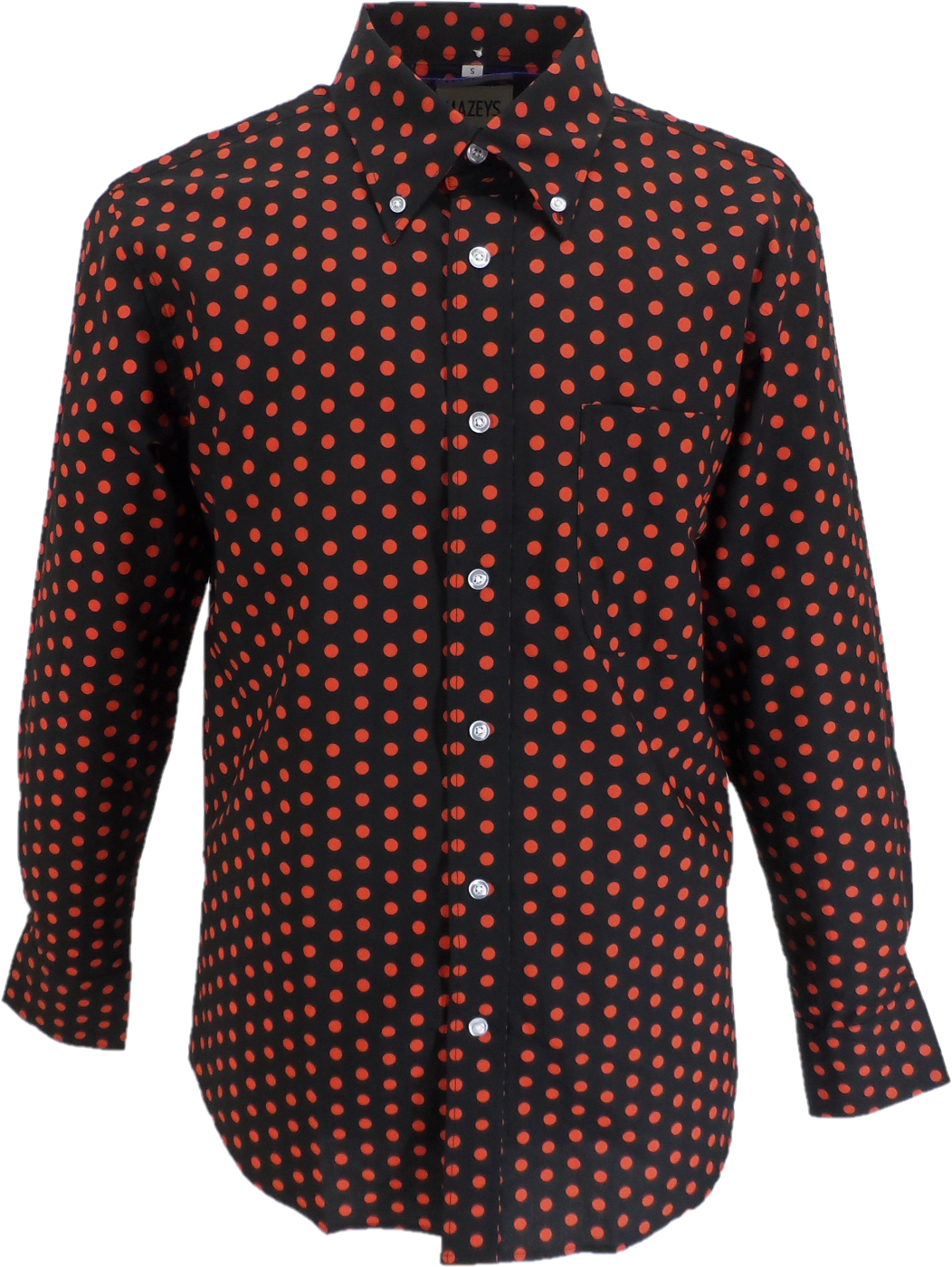 Mazeys Mens Black and Red Retro Mod Polka Dot 100% Cotton Shirts…