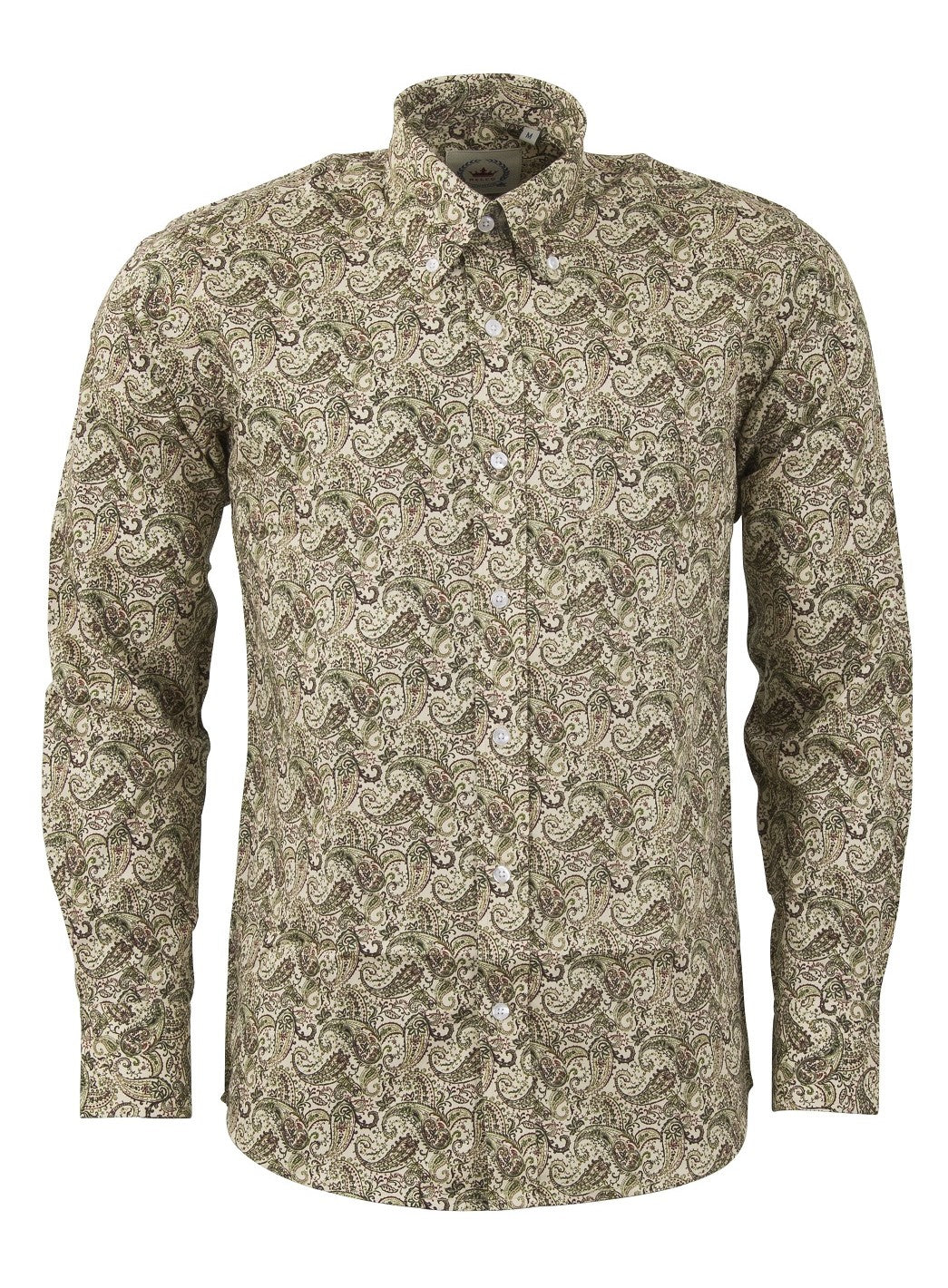 Relco Stone Paisley 100% Cotton Long Sleeved Retro Mod Button Down Shirt