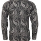 Relco Black Paisley 100% Cotton Long Sleeved Retro Mod Button Down Shirt