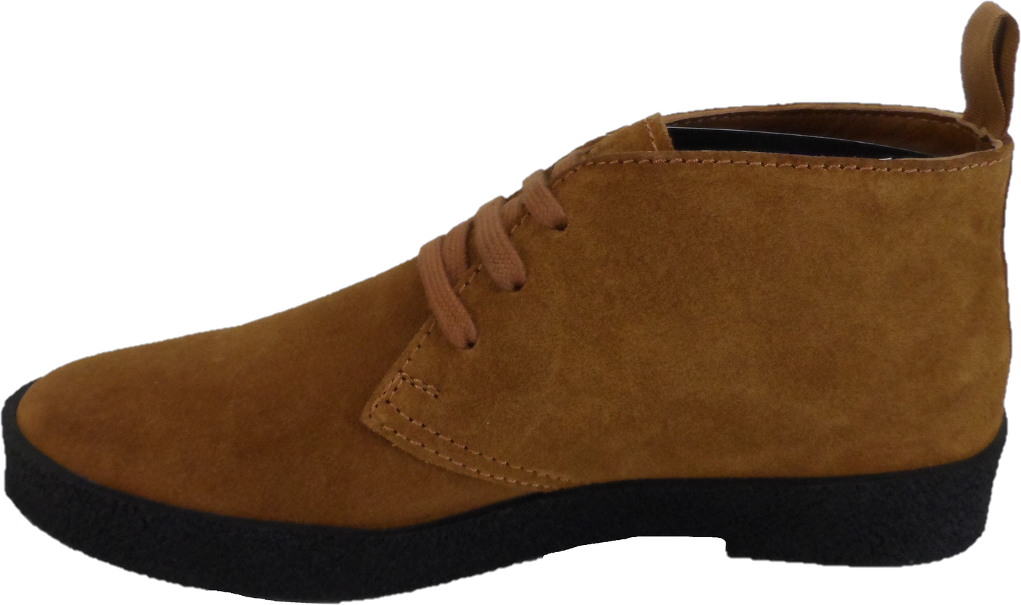 Roamers Mens Real Suede Sand/Tan Retro McQueen Desert boots