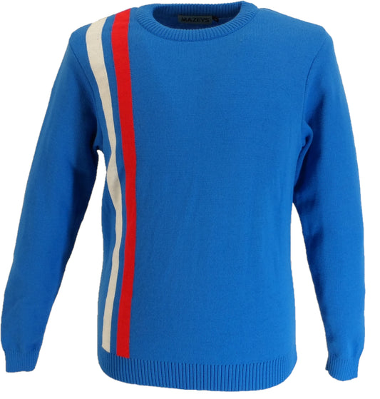 Mazeys Mens Blue Racing Crew Neck Jumper