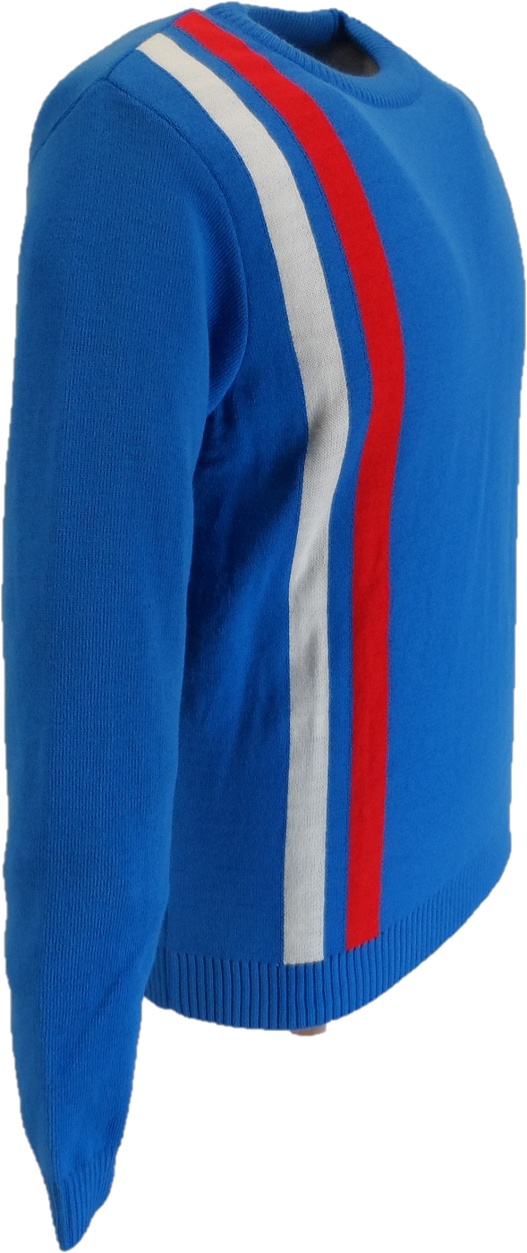 Mazeys Mens Blue Racing Crew Neck Jumper