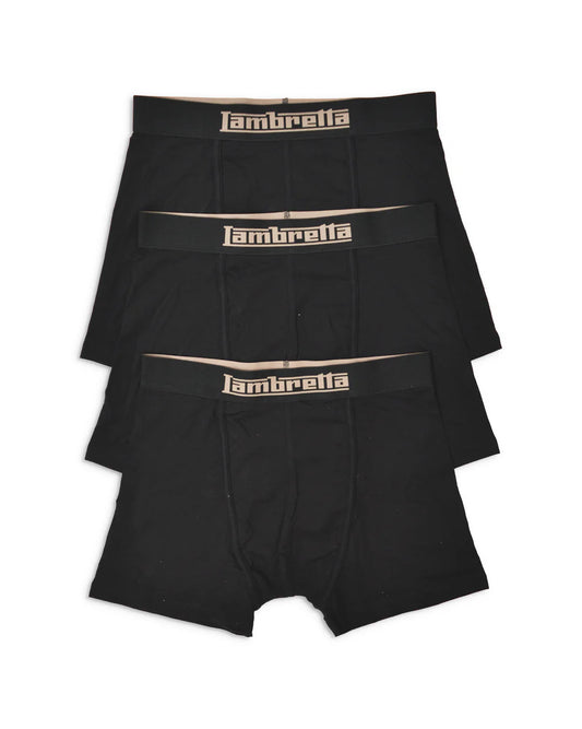 Lambretta Mens Black 3 Pair Pack of Boxer Shorts