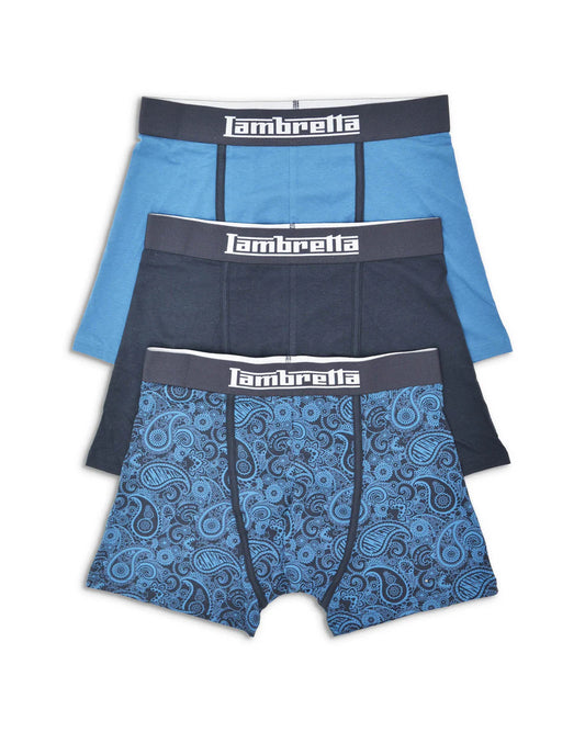 Lambretta Mens Navy Blue 3 Pair Pack Boxer Shorts