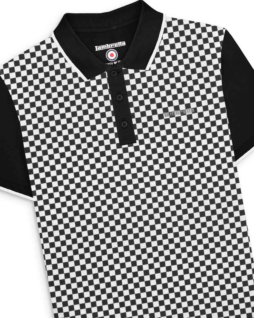 Lambretta Mens Black/White Checkerboard Polo Shirts