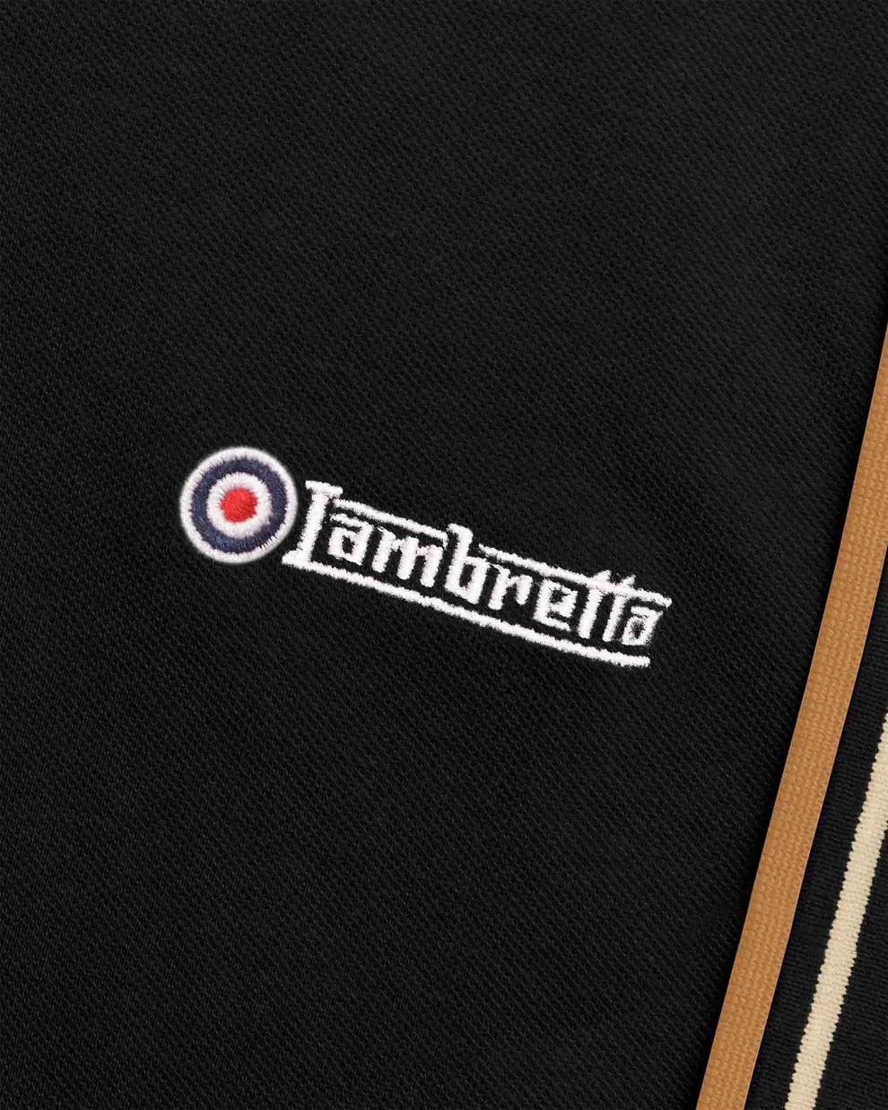 Lambretta Black Retro Target Logo Twin Tipped Polo Shirts