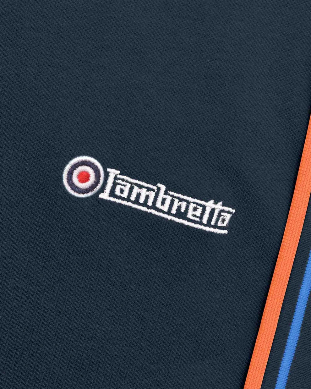 Lambretta Navy Blue Retro Target Logo Twin Tipped Polo Shirts