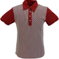 Ska & Soul Mens Red Diamond Retro Knitted Polo Shirts