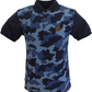 Trojan Mens Navy Blue Camo Pique  Polo Shirt