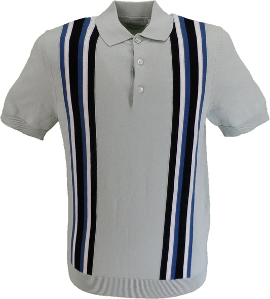 Ben Sherman Light Green Knitted Striped Mod Polo Shirt