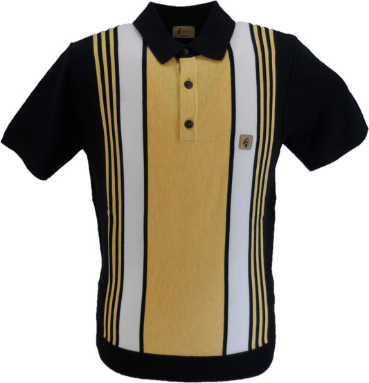 Gabicci Mens Navy Searle Stripe Knitted Polo Shirt