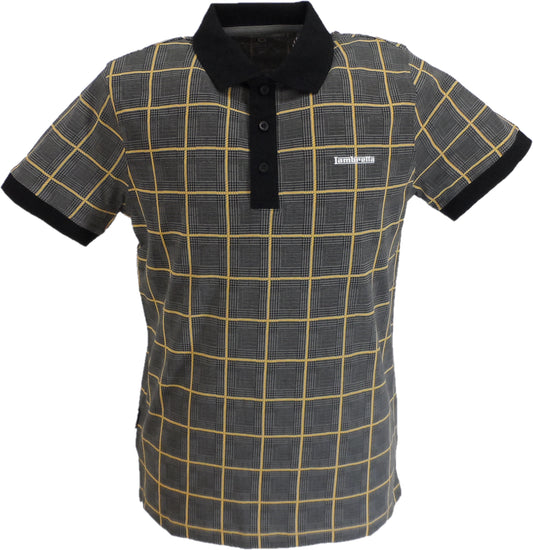 Lambretta Mens Steel Grey Big Check Polo Shirts