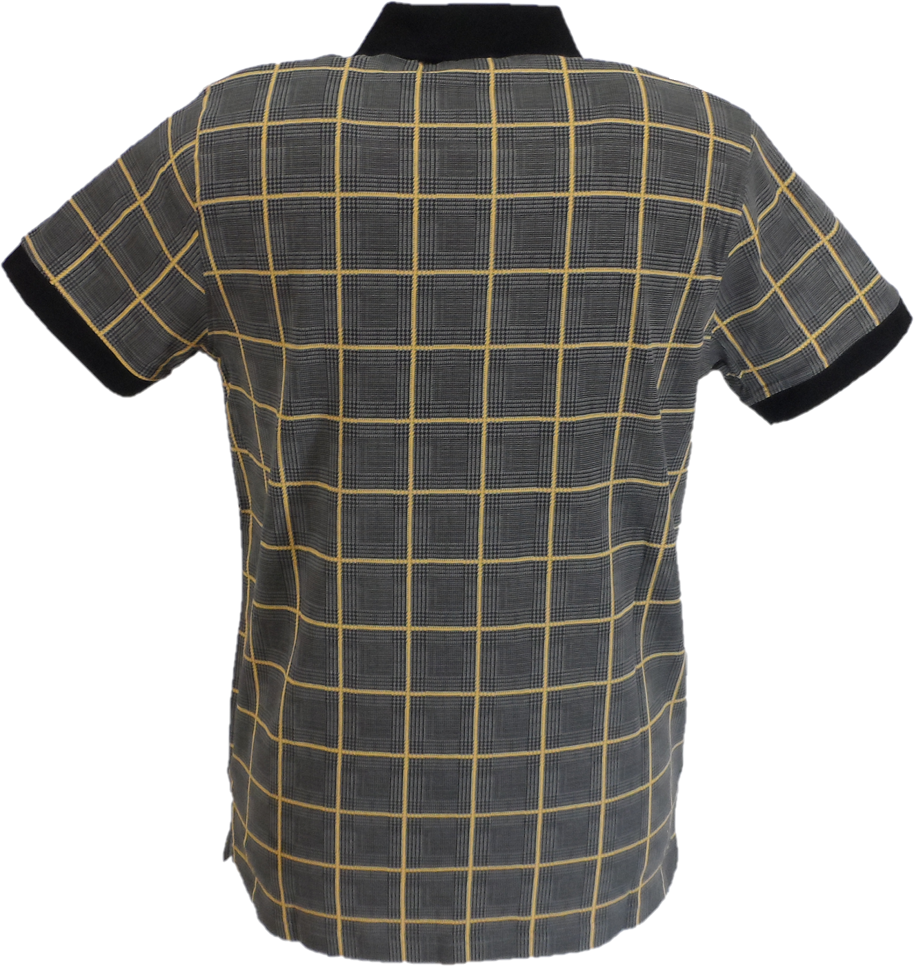 Lambretta Mens Steel Grey Big Check Polo Shirts